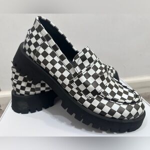 Steve Madden Black and White Checkered Loafers